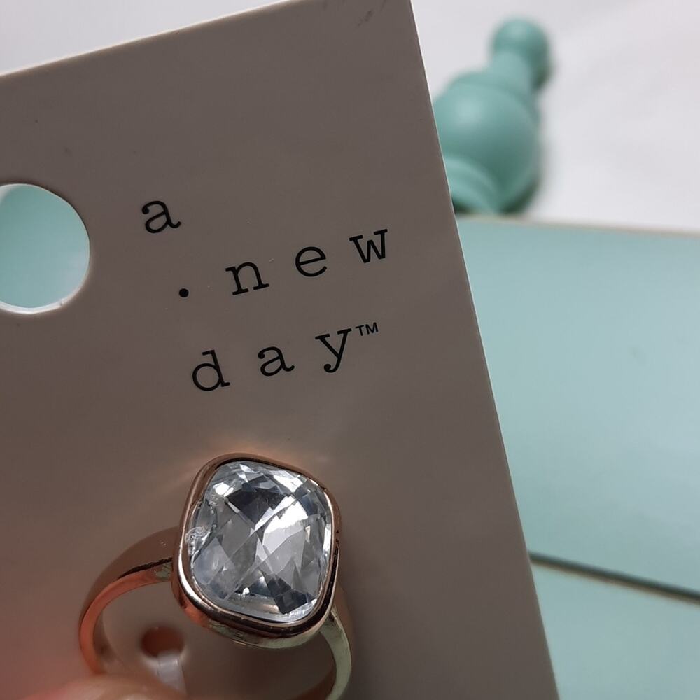 A New Day Gold & Faceted Crystal Fashion Ring Size 8